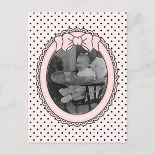 Cartão Postal Quadro Oval Rosa com Arco - Personalize com o seu 