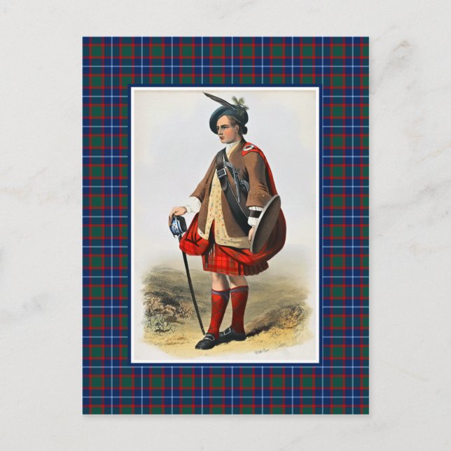 Cartão Postal Quadro Tartan de Ilustração de Ilustração de Vinta (Frente)