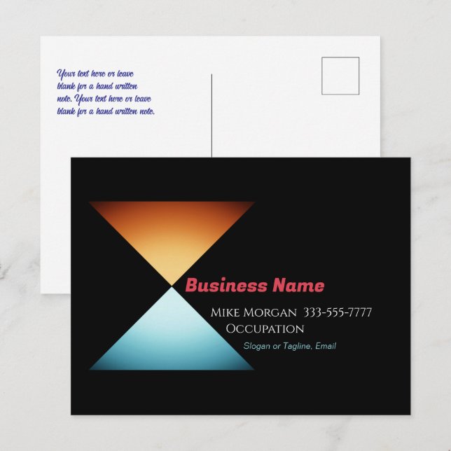 Cartão Postal Qualquer empresa, Design de triângulo, informações (Frente/Verso)