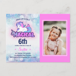 Cartão Postal Qualquer Idade 6º Rosa Roxo Unicórnio Foto Anivers