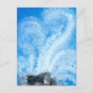 Cartão Postal Quando as ondas do oceano caem sobre a aquarela da