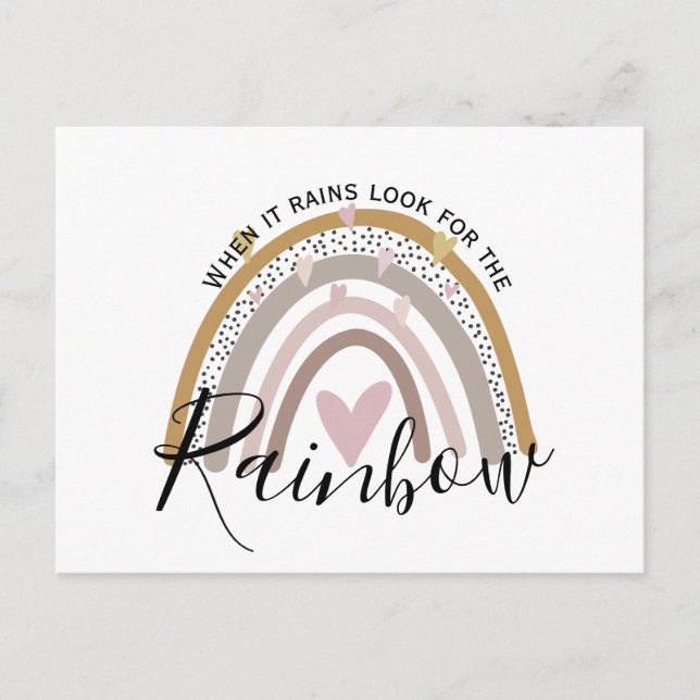 Cartão Postal quando chove procure o arco-íris (Frente)