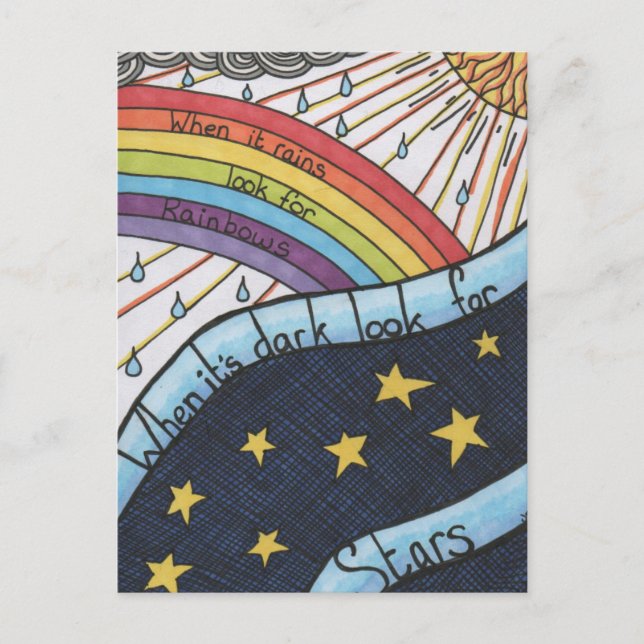 Cartão Postal Quando chove procure os arco-íris (Frente)
