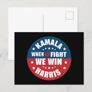 Cartão Postal Quando lutamos ganhamos 2024 Kamala Harris EUA