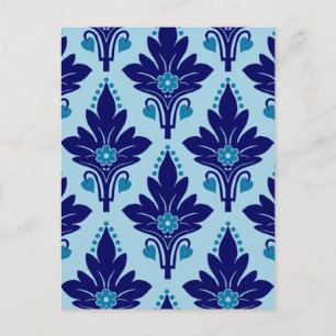 CARTÃO POSTAL QUANTIROSO DAMASK: AZUL EM AZUL
