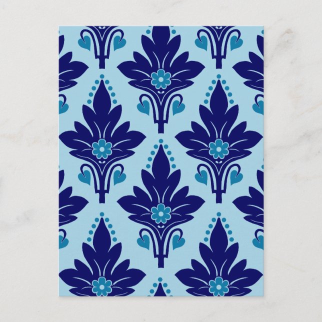 CARTÃO POSTAL QUANTIROSO DAMASK: AZUL EM AZUL (Frente)
