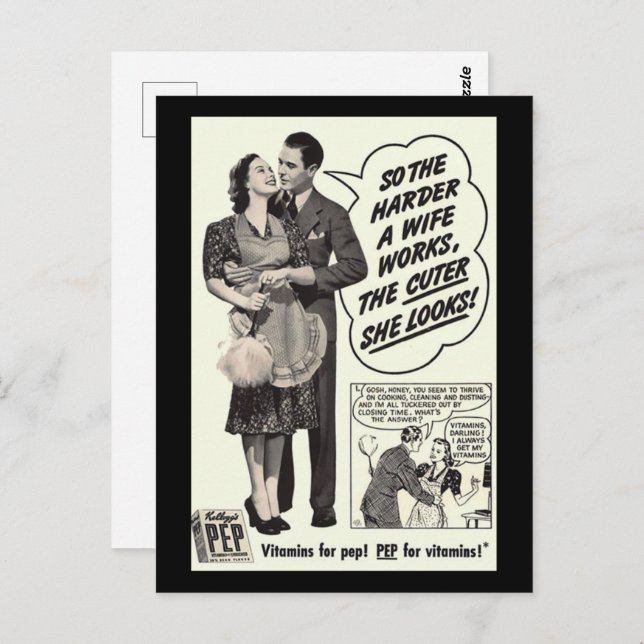 Cartão Postal Quanto mais difícil uma esposa funciona, mais boni (Frente/Verso)