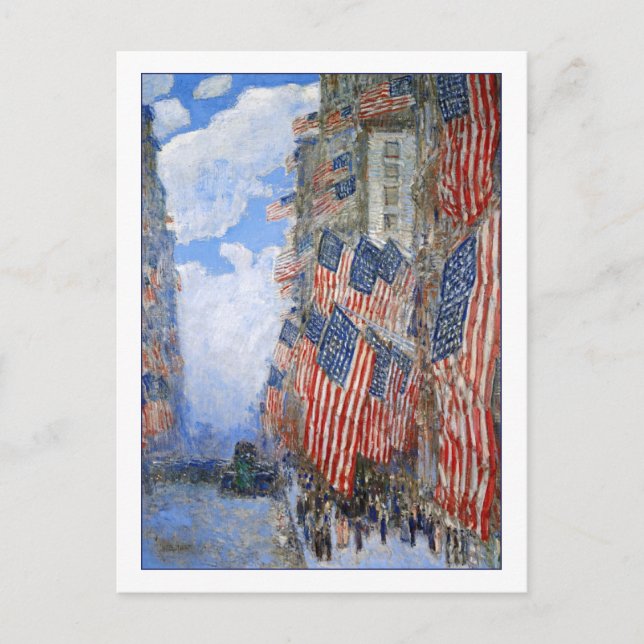 Cartão Postal Quarta de julho de 1916, por Childe Hassam (Frente)