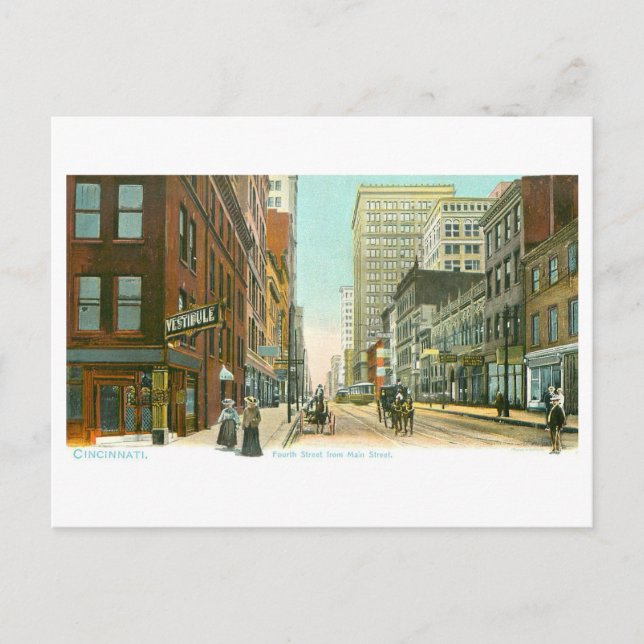 Cartão Postal Quarta Rua Antiga, Cincinnati, Ohio (Frente)
