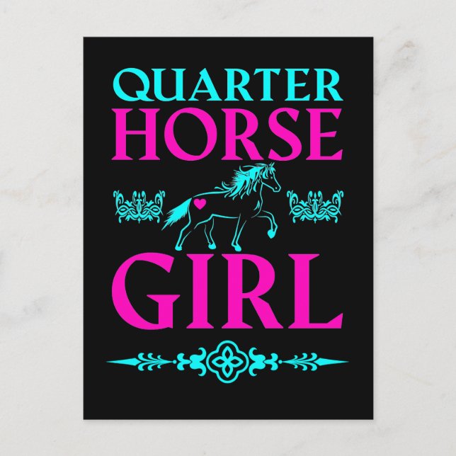 Cartão Postal Quarter Horse Girl in Aqua and Pink (Frente)