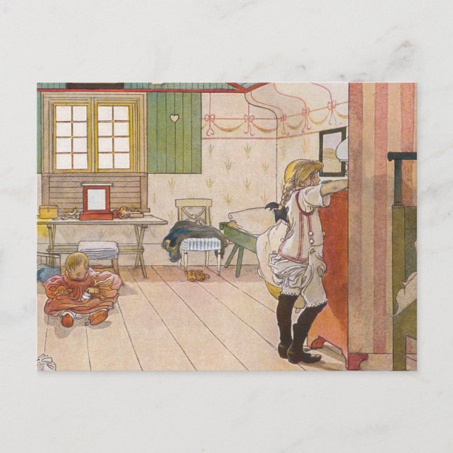 Cartão Postal Quarto de Ático com Irmã Bebê. (Frente)