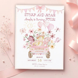 Cartão Postal Quarto Dia de Aniversário do Dinossauro Rosa