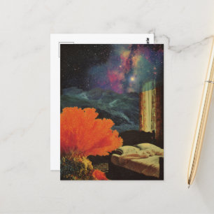 Cartão Postal Quarto sob a colagem de meios mistos Sea Surreal