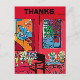 Cartão Postal Quarto Vermelho com gato preto