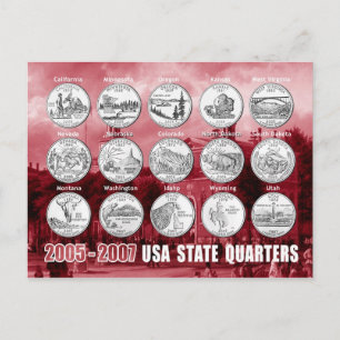 Cartão Postal Quartos Estaduais dos EUA (Moedas) 2005 - 2007