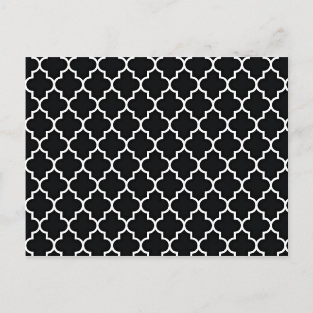 Cartão Postal Quatrefoil Preto e Branco (Frente)