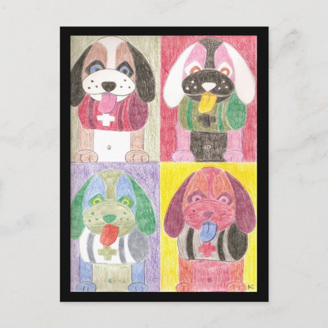 Cartão Postal Quatro cães (Frente)