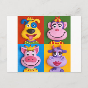 Cartão Postal Quatro caras animais