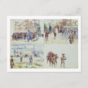 Cartão Postal Quatro cenas da Guerra do Boer, de um esboço.