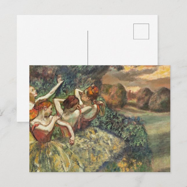 Cartão Postal Quatro Dançarinos de Edgar Degas, Arte Clássica do (Frente/Verso)