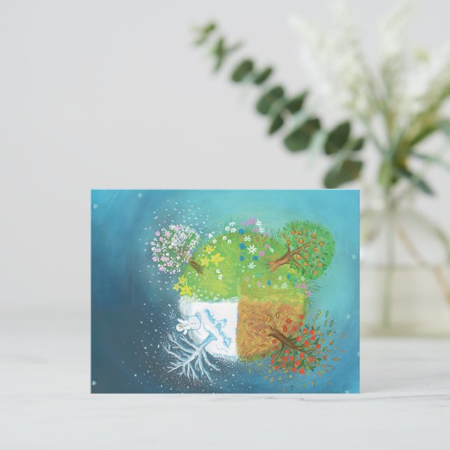 Cartão Postal Quatro estações na Terra (Em pé/Frente)