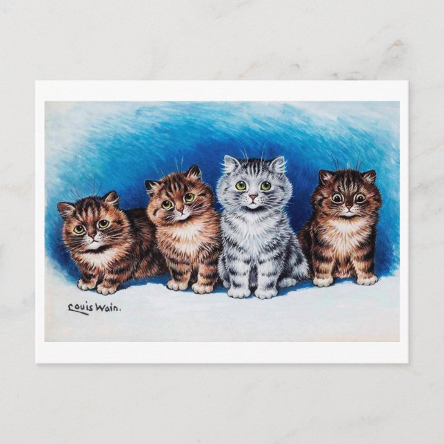 Cartão Postal Quatro Kittens, Louis Wain (Frente)