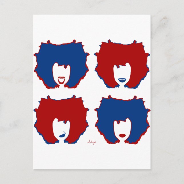 Cartão Postal QUATRO MODOS em VERMELHO e AZUL (Frente)