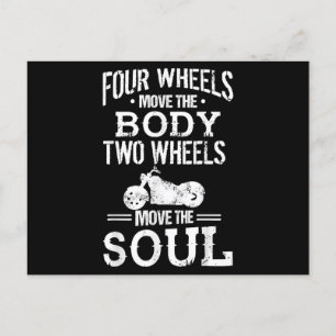Cartão Postal Quatro rodas movem o corpo duas rodas movem a alma