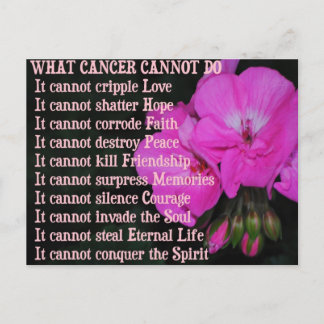 Cartão Postal Que Cancer não pode fazer cartão-postal rosaGerani