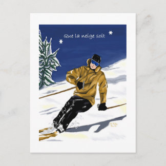 Cartão Postal Que la neige soit/Skieur carte postale