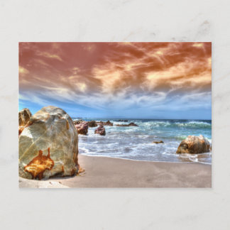 Cartão postal que retrata uma bela cena de praia