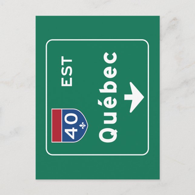 Cartão Postal Quebec, Canadá - Sinal de Estrada (Frente)