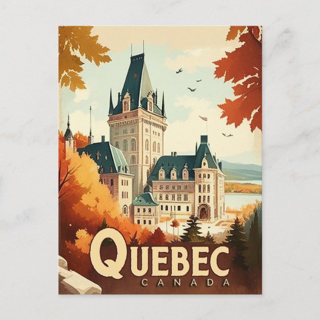 Cartão Postal Quebec, Viagens vintage do Canadá (Frente)