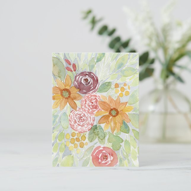 Cartão Postal Queda Buquê de girassol (Em pé/Frente)