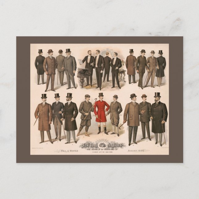 Cartão Postal Queda de moda masculina e inverno de 1895 (Frente)