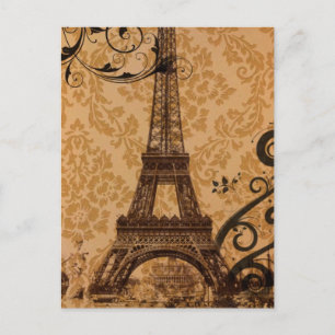 Cartão Postal Queda Romântica da Damasco do outono em Paris Tor