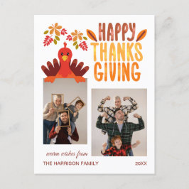 Cartão Postal Queda Turquia Feliz Ação de Graças 2 Fotos