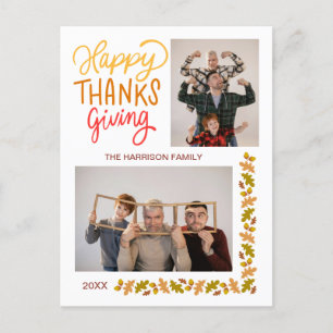 Cartão Postal Queda Turquia Feliz Ação de Graças 2 Fotos