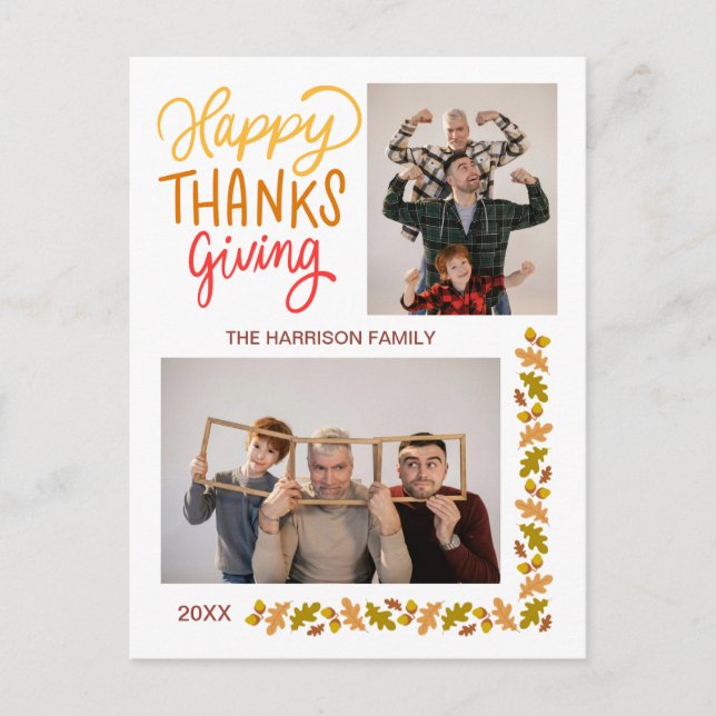 Cartão Postal Queda Turquia Feliz Ação de Graças 2 Fotos (Frente)