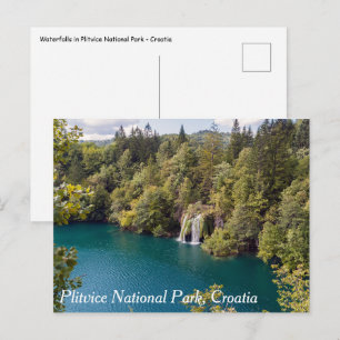 Cartão Postal Quedas de água no Parque Nacional de Plitvice - C