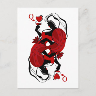Cartão Postal Queen of hearts. Fashion playing card