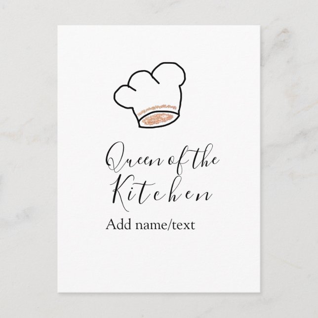 Cartão Postal Queen of the kitchen chef cooking add name crown  (Frente)
