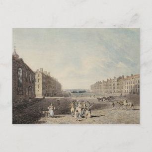 Cartão Postal Queen Square, Londres, 1786 (c/c e caneta e tinta