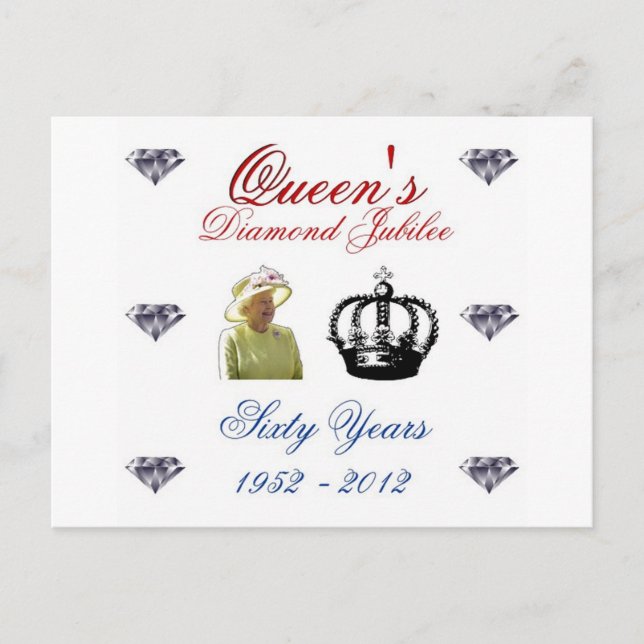 Cartão Postal Queens Diamond Jubilee 1952-2012 60 Anos (Frente)