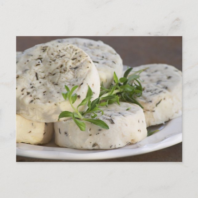 Cartão Postal Queijo de cabra francês - chevre - com ervas em um (Frente)