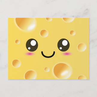Cartão Postal Queijo Feliz de Kawaii Cute