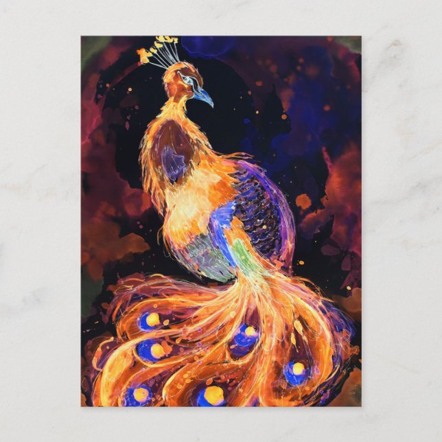 Cartão Postal Queimando o Phoenix Peacock (Frente)