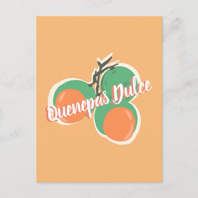 Cartão Postal Quenepas Limões Espanhóis Fruta Desenhada à Mão (Frente)