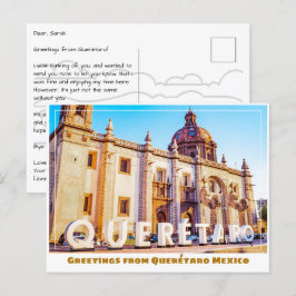 Cartão Postal Querétaro México - Sinal e Igreja