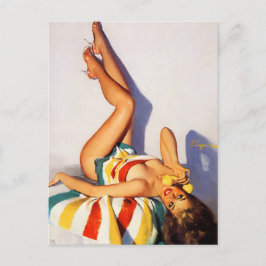 Cartão Postal queria que você estivesse perto, vintage pinup art